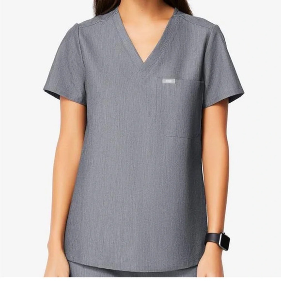 Figs Caterina One Pocket Scrub Top Gray Small - Picture 1 of 8